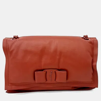 Pre-owned Ferragamo Red Leather Viva Shoulder Bag