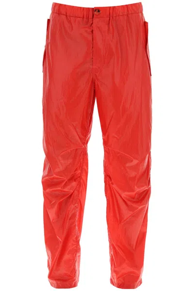 Ferragamo Red Lightweight Nylon Pants For Men