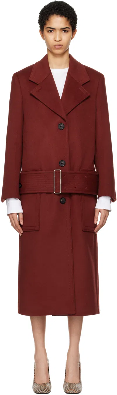 FERRAGAMO RED LONG WOOL COAT