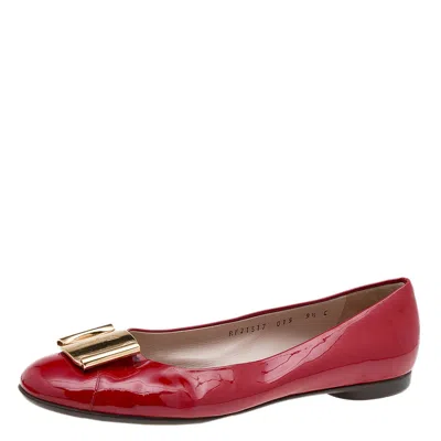 Ferragamo Red Patent Leather Sun Ballet Flats
