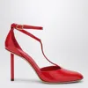 Ferragamo Lysandra 95 T-strap Pumps In Patent Leather In Red