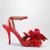 Ferragamo 90mm Flower-embellished High-heel Sandals In Red