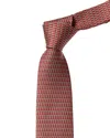 Ferragamo Red Seahorses Silk Tie In Brown