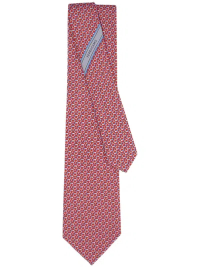 Ferragamo Red Signature Geometric Tie In Multi