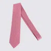 Ferragamo Men Silk Tie With Intreccio Print In Pink