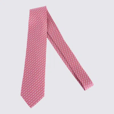 Ferragamo Red Silk Tie In Pink