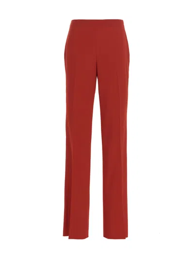 FERRAGAMO RED STRAIGHT PLEATED PANTS