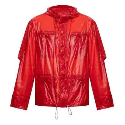 FERRAGAMO FERRAGAMO RED TAFFETA DRAWSTRING HOODED JACKET