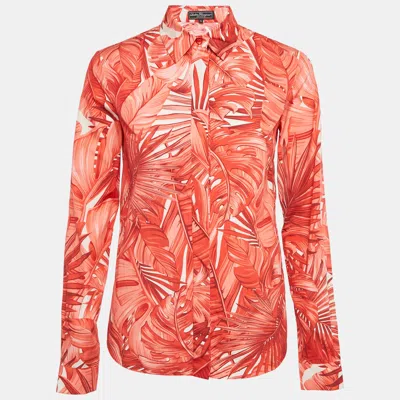 Ferragamo Red Tropical Print Cotton Shirt
