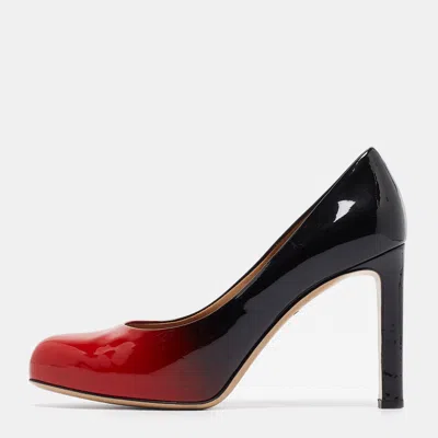 Ferragamo Red/black Ombre Patent Leather Platform Pumps