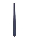 Ferragamo Geometric Pattern Silk Tie With Refined Finish In Blue