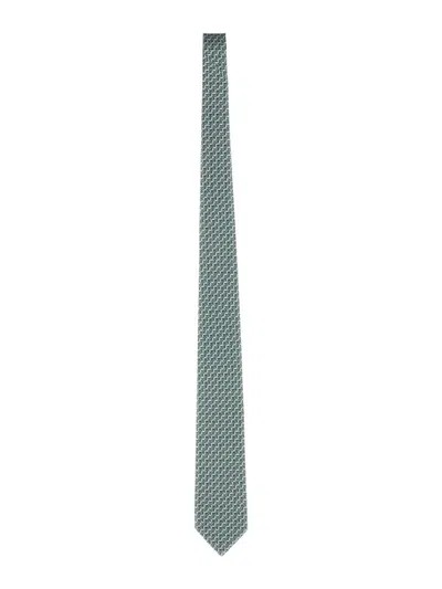 Ferragamo Refined Silk Tie With Elegant Pattern In Green