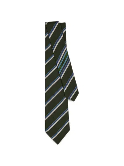 Ferragamo Regimental Jacquard Silk Tie In Green