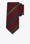 Ferragamo Jacquard-logo Striped-pattern Tie In Multi