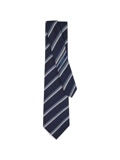 Ferragamo Regimental Jacquard Silk Tie In Blue