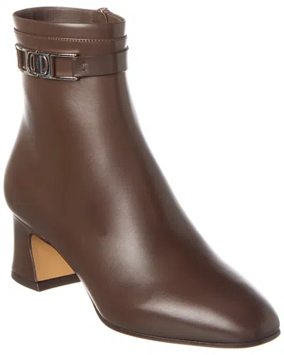 Ferragamo Rego Leather Bootie In Brown