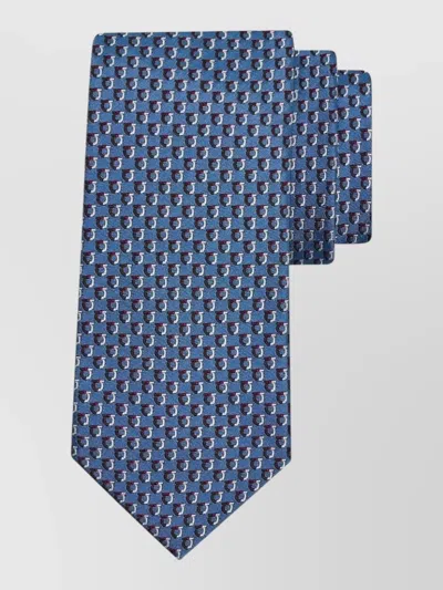 Ferragamo Regular Width Patterned Tie Barzio 7cm In Blue