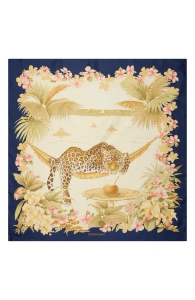 Ferragamo Relax Silk Scarf In Blue