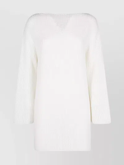 Ferragamo Relaxed Cotton Knit Sweater In White