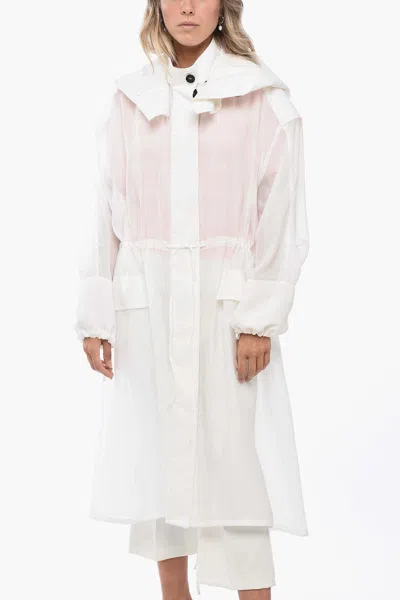 Ferragamo Removable Hood Trench Coat In White