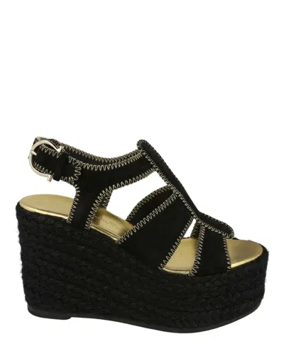 Ferragamo Renee Wedge Espadrillas In Black