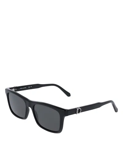 Ferragamo Renew Gancini Rectangular Sunglasses, 55mm In Black