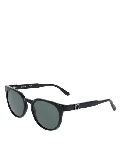 Ferragamo Renew Gancini Round Sunglasses, 53mm In Black