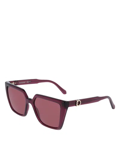 FERRAGAMO RENEW GANCINI SQUARE SUNGLASSES, 54MM