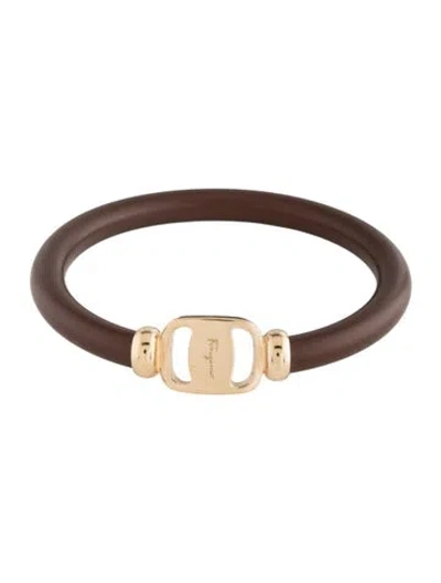 Pre-owned Ferragamo Resin Bangle Bracelet, 7.5" In Brown