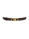 Ferragamo Reverse Burgundy Black Belt Gold Logo