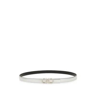 Ferragamo Reversible Adjustable Gancini Belt In Metallic