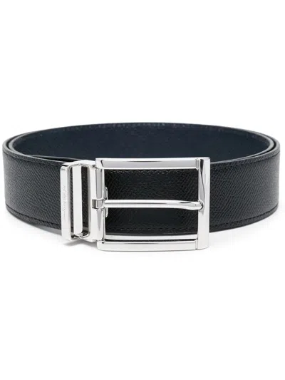 Ferragamo Buckle-fastened Leather Belt In Black