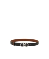 Ferragamo Reversible And Adjustable Belt With Hammered Gancini In Brown