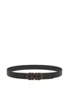 Ferragamo Reversible And Adjustable Double Gancini Belt In Black