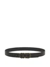 Ferragamo Reversible And Adjustable Double Gancini Belt In Black