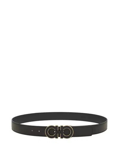 Ferragamo Reversible And Adjustable Double Gancini Belt In Neutral
