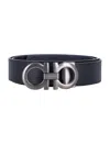 Ferragamo Reversible And Adjustable Gancini Belt In Black