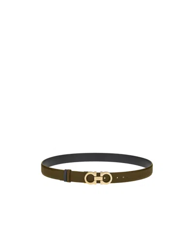 Ferragamo Reversible And Adjustable Gancini Belt In Brown