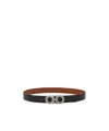 Ferragamo Reversible And Adjustable Gancini Belt In Black