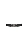 Ferragamo Gancini Buckle Reversible Leather Belt In Black