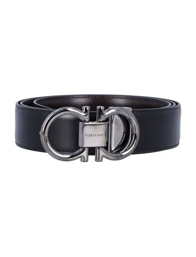 Ferragamo Reversible And Adjustable Gancini Belt In Blue