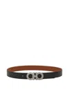 Ferragamo Reversible And Adjustable Gancini Belt In Black