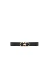 Ferragamo Reversible And Adjustable Gancini Belt In Black