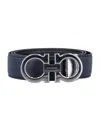 Ferragamo Salvatore  Reversible And Adjustable Gancini Belt In Blue