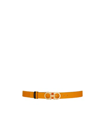 Ferragamo Reversible And Adjustable Gancini Belt In Brown
