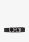 Ferragamo Reversible And Adjustable Gancini Belt In Black