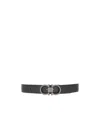 Ferragamo Salvatore  Man's Bicolor Leather Belt With Logo Buckle In Black