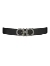 Ferragamo Gancini Buckle Reversible Leather Belt In Black