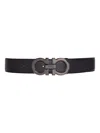 Ferragamo Reversible And Adjustable Gancini Belt In Black