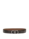 Ferragamo Reversible And Adjustable Gancini Belt In Black